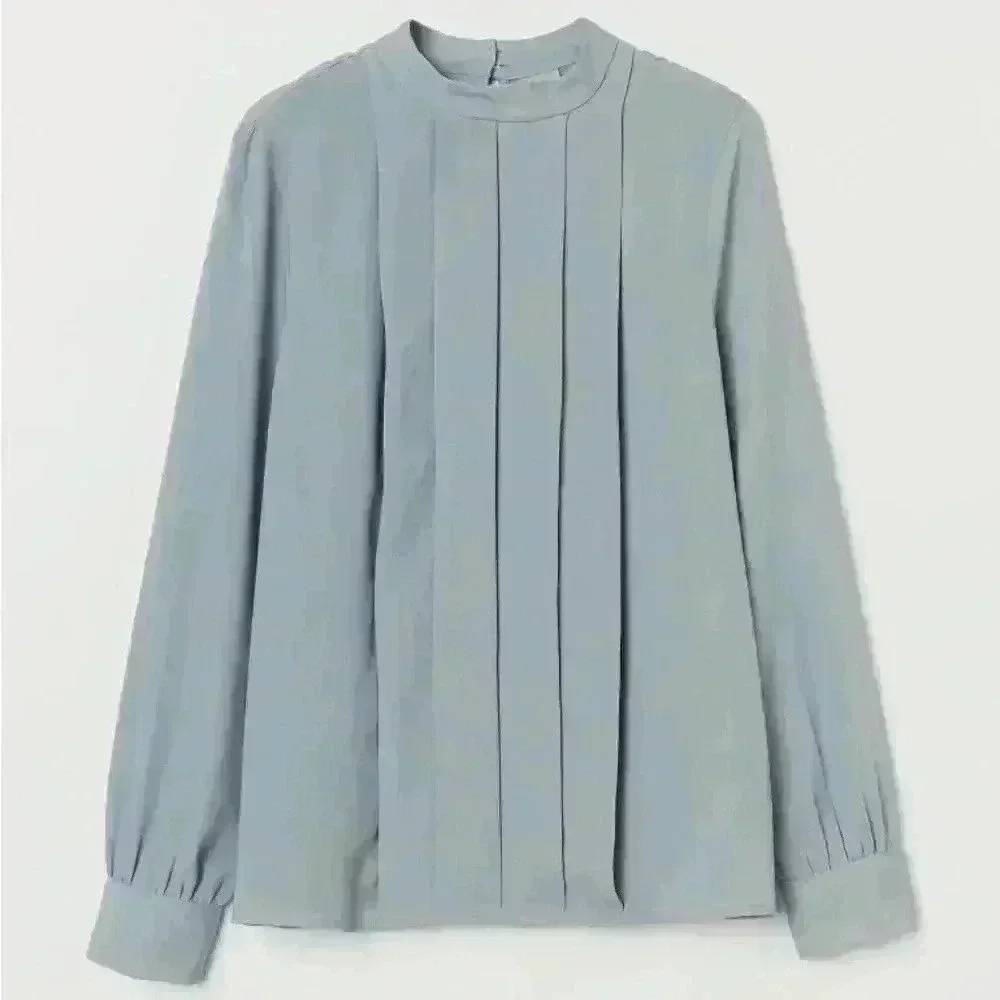 H&M pleat-front blouse blue